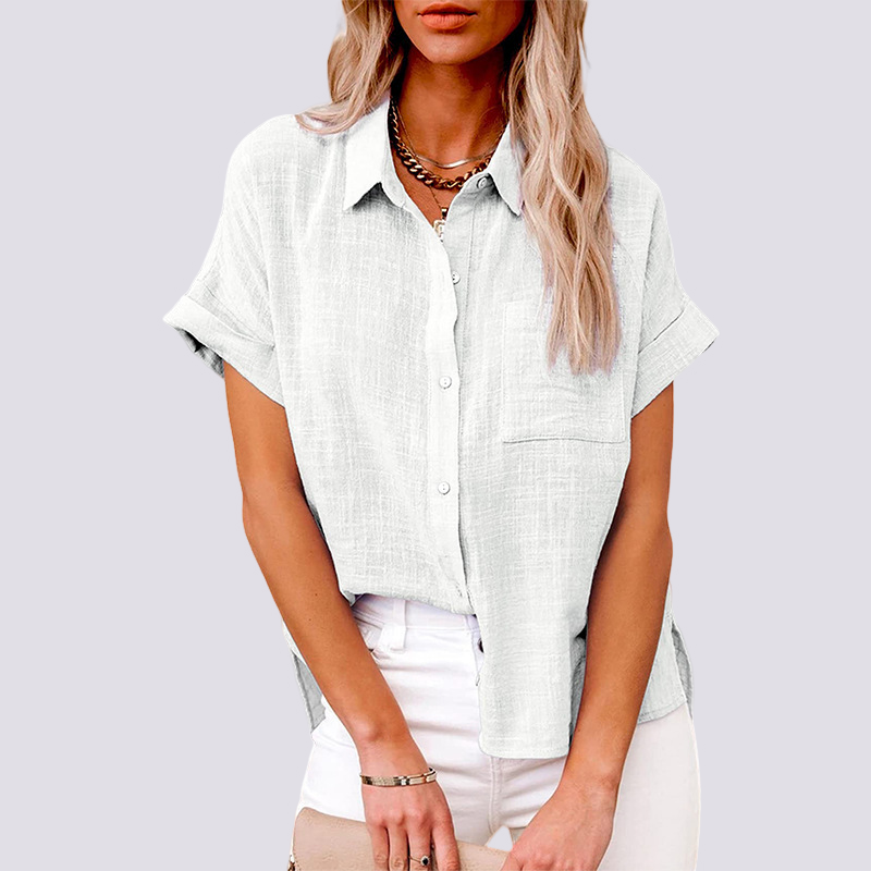 Nicole | Women's Short Sleeve Blouse with Pockets, Casual