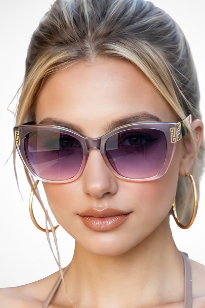 Women's Cat Eye Sunglasses with Gold Detail - Fashion Accessory