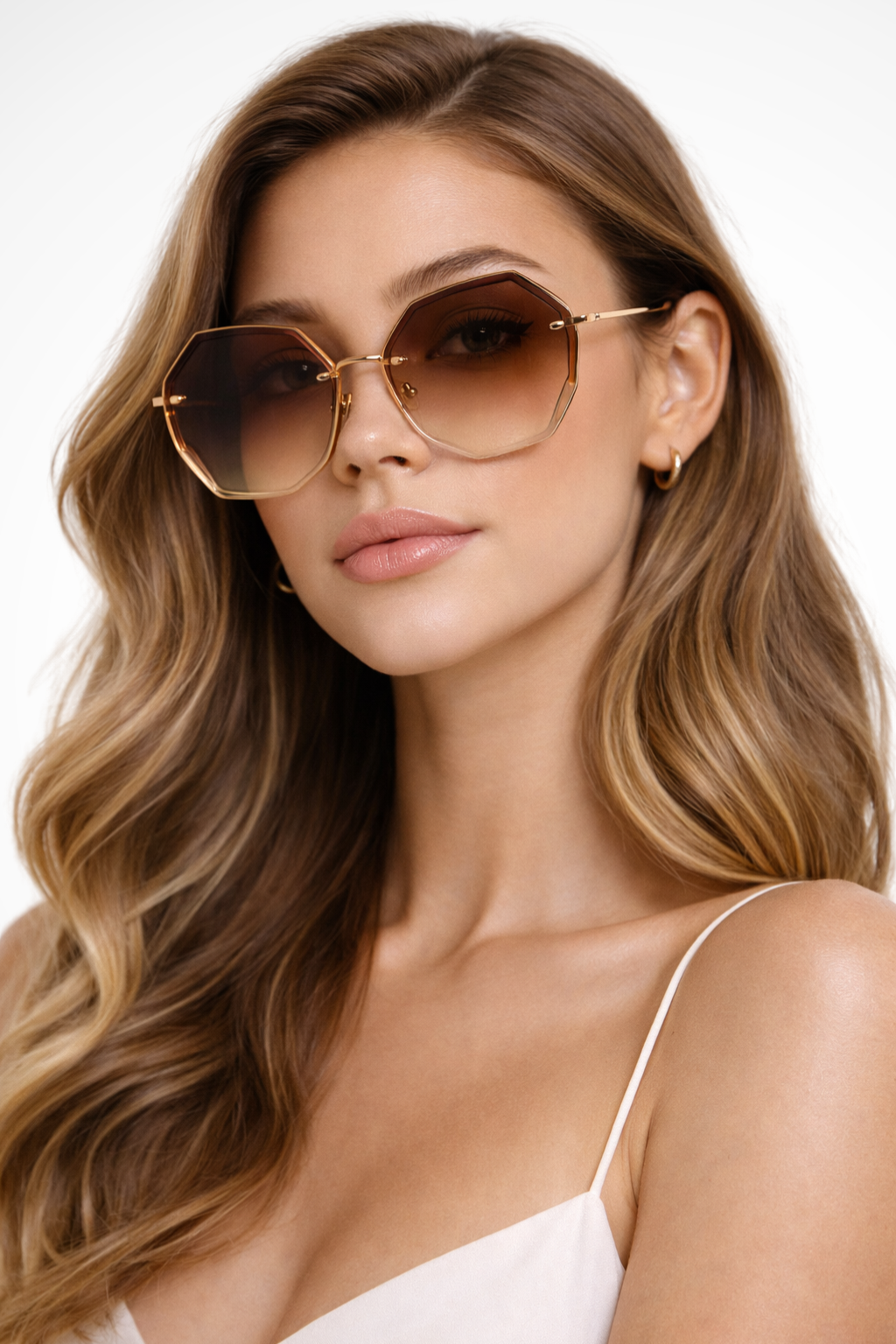 Women's Oversized Gradient Rimless Sunglasses - Summer Accessory