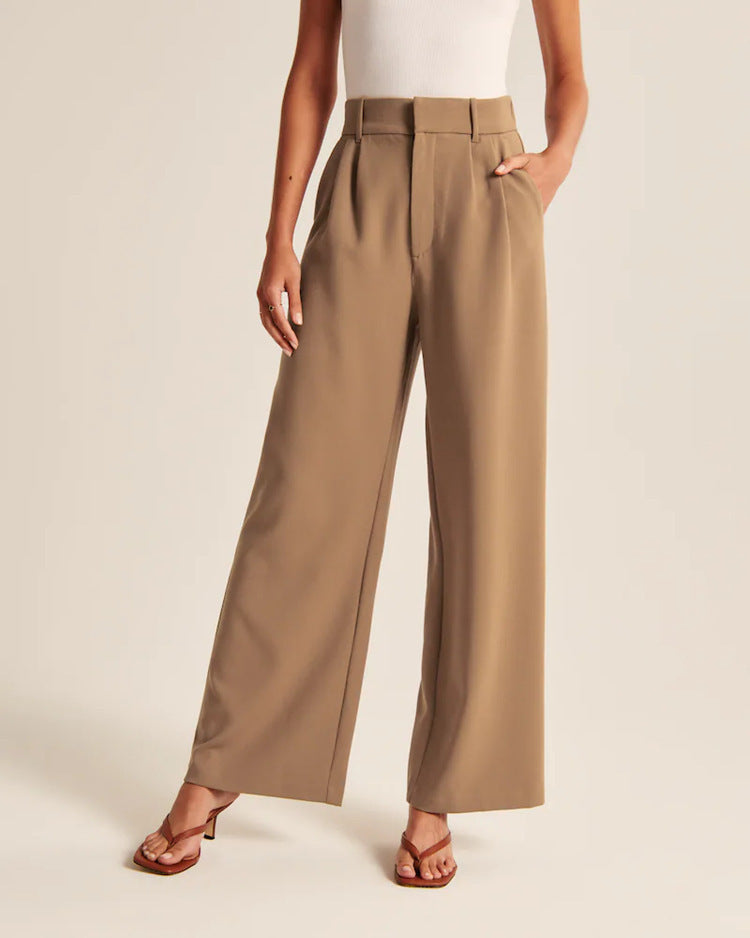 Emily | Women's High Waist Wide Leg Pants with Pockets