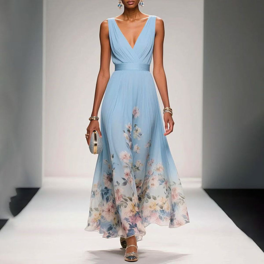 Women's Floral Print Chiffon Maxi Dress - Summer Vacation