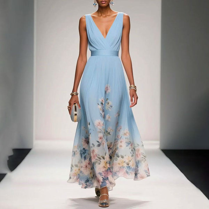 Women's Floral Print Chiffon Maxi Dress - Summer Vacation