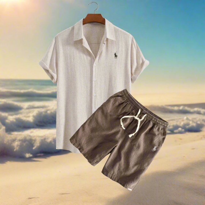Men's Linen Shirt and Shorts Set - Summer