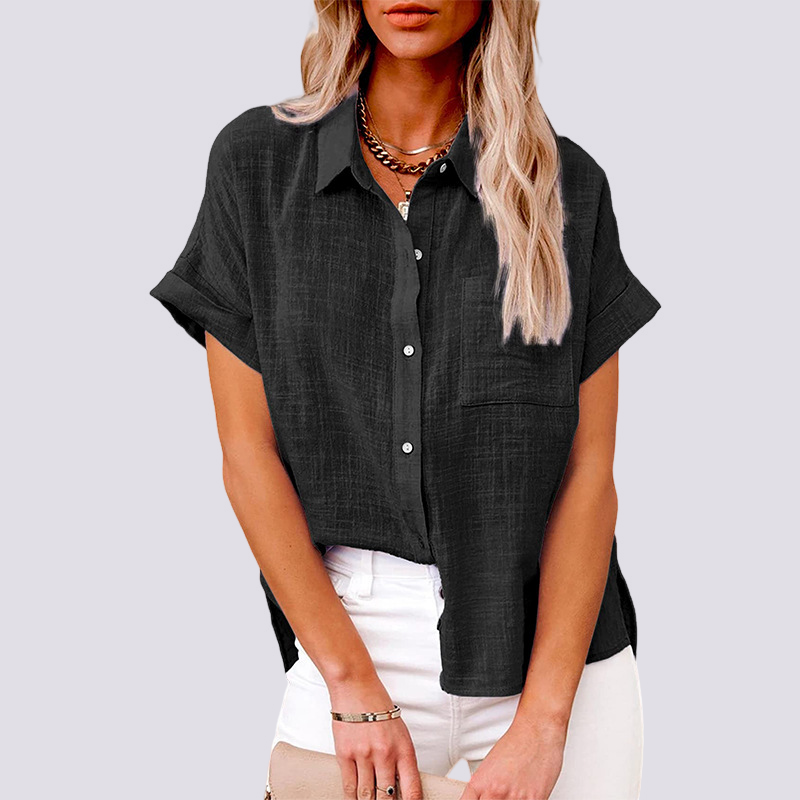 Nicole | Women's Short Sleeve Blouse with Pockets, Casual