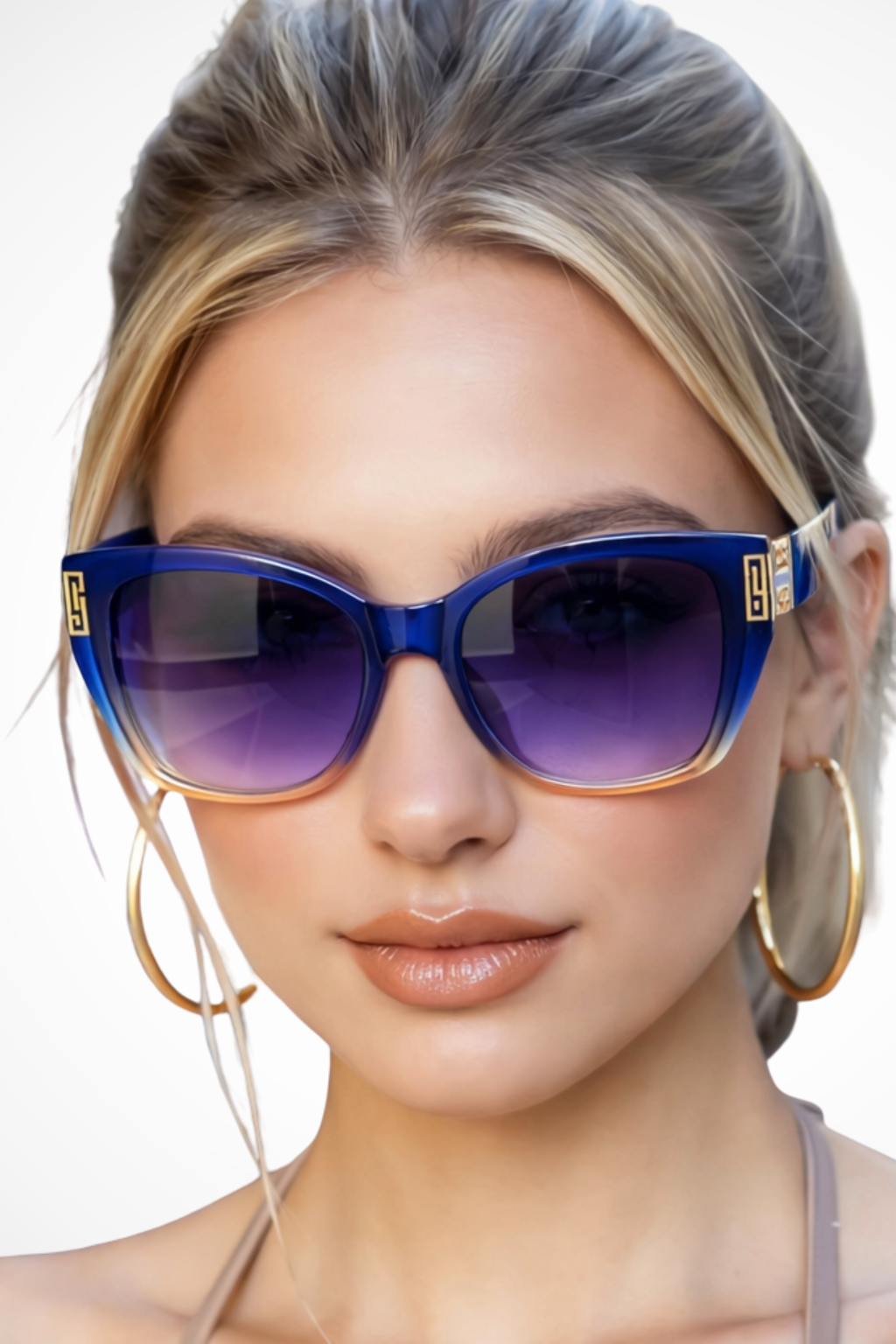 Women's Cat Eye Sunglasses with Gold Detail - Fashion Accessory