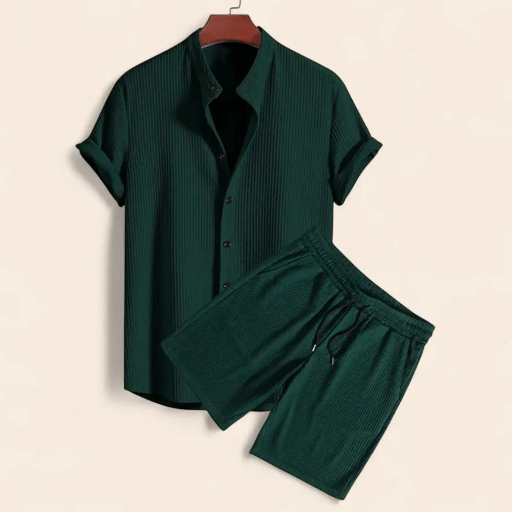 Men's Relaxed Fit Linen Top and Trousers Set - Casual