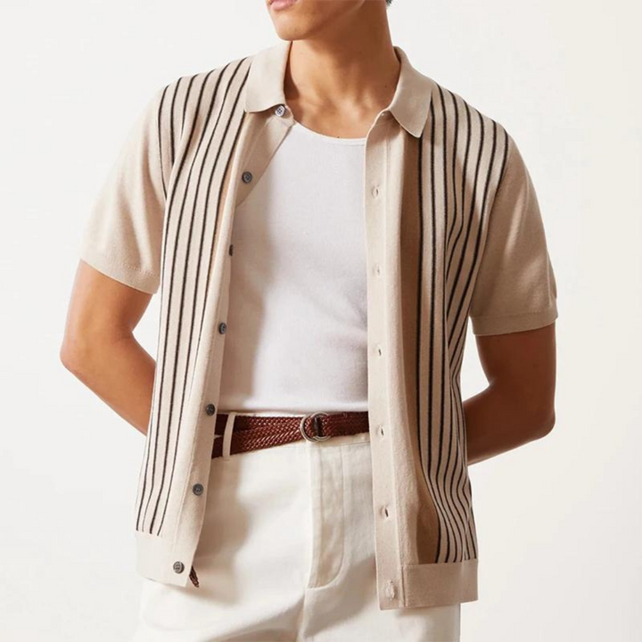 Men's Striped Cotton Polo Shirt - Summer Casual