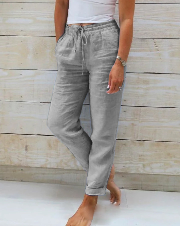 Evelien | Women's Elastic Linen Pants, Casual
