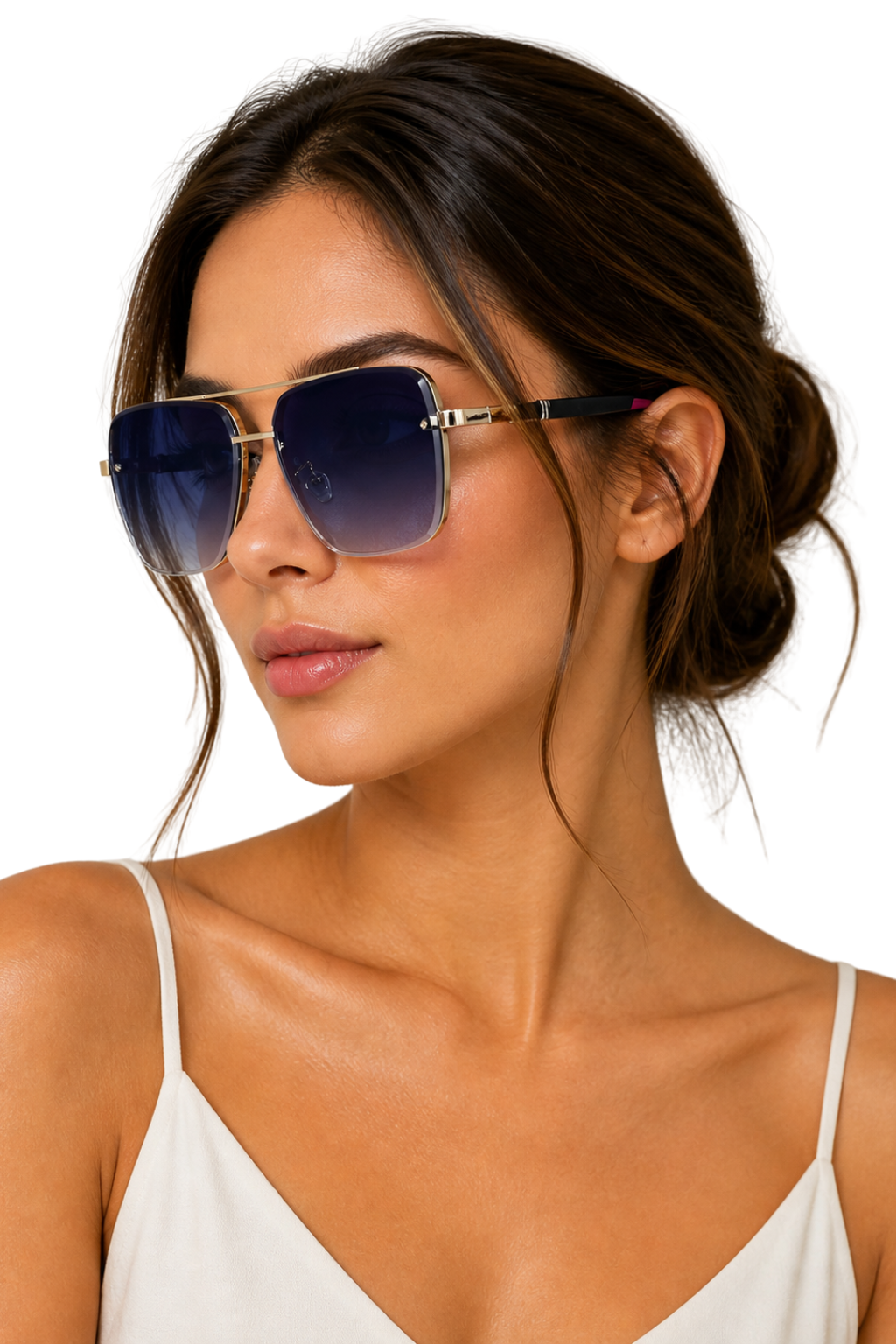 Men's Aviator Gold Metal Sunglasses - Gradient Lens
