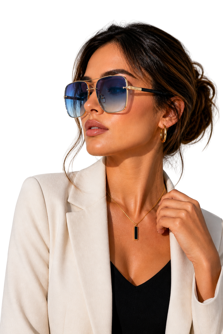 Men's Retro Gold Frame Aviator Sunglasses - UV400 Gradient Lens