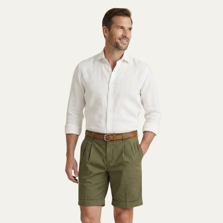 Men's Chino Shorts - Double Pleat - Summer Casual