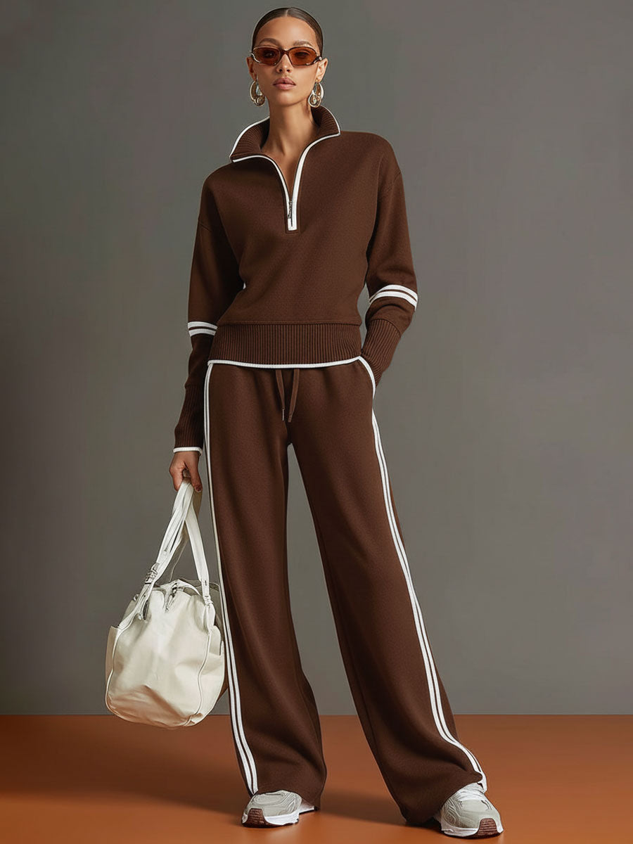 Sarah | Women's Half-Zip Blouse, Retro Sporty Style