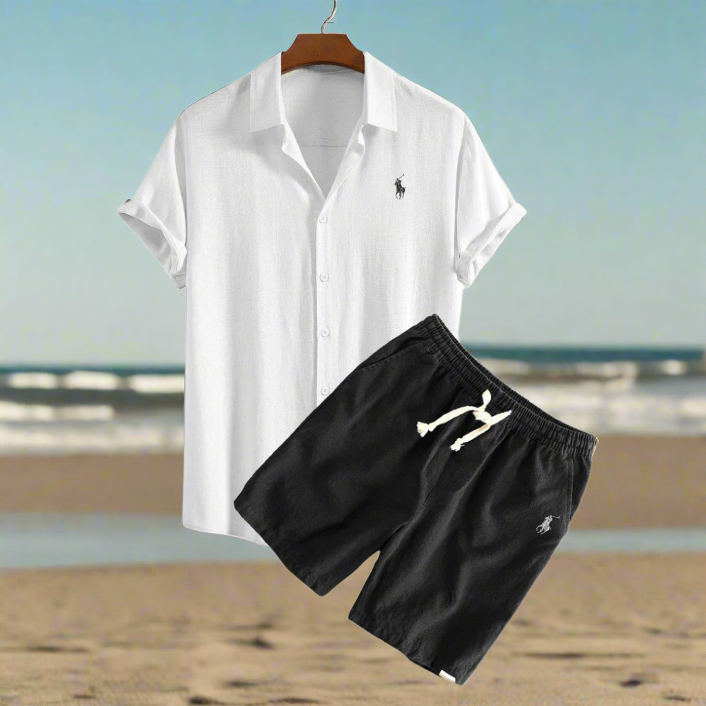 Men's Linen Shirt and Shorts Set - Summer