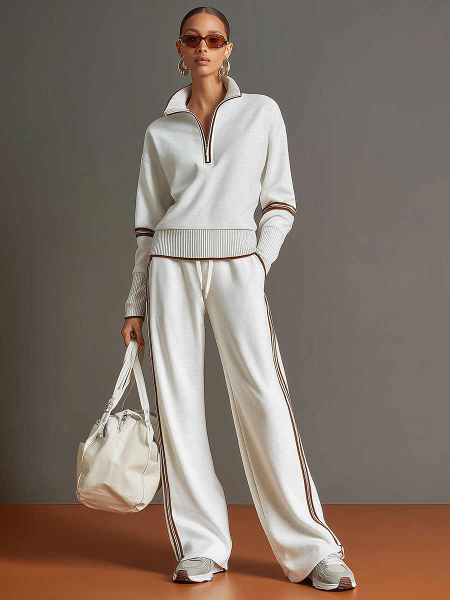 Sarah | Women's Half-Zip Blouse, Retro Sporty Style