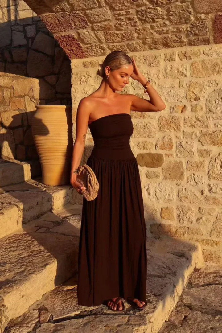 Women's Pleated Chiffon Maxi Dress - Summer Beach