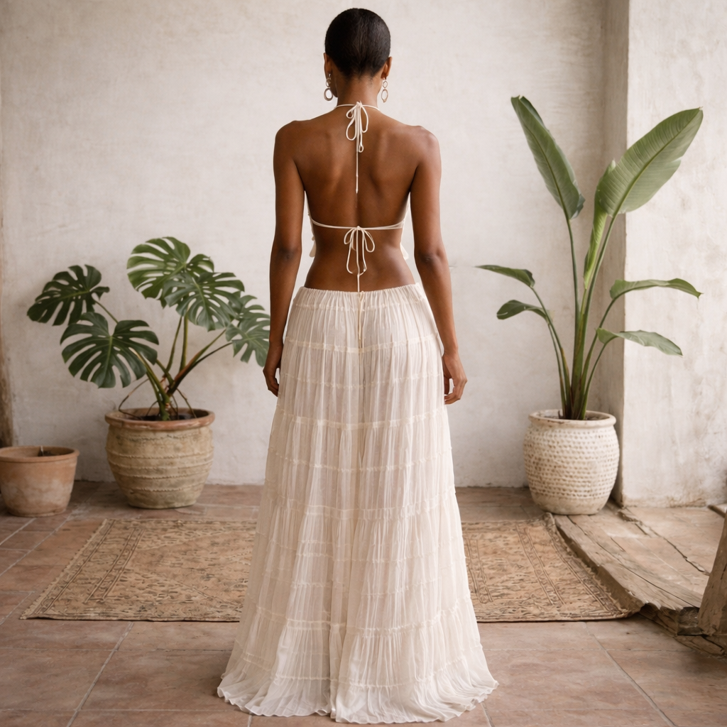 Emma | Women's Maxi Dress Set with Open Back, Summer