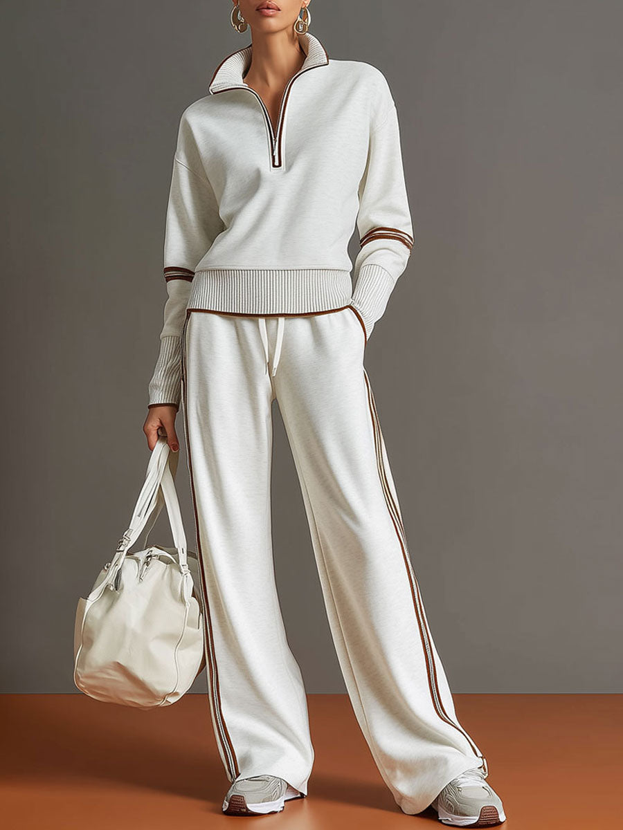 Sarah | Women's Half-Zip Blouse, Retro Sporty Style