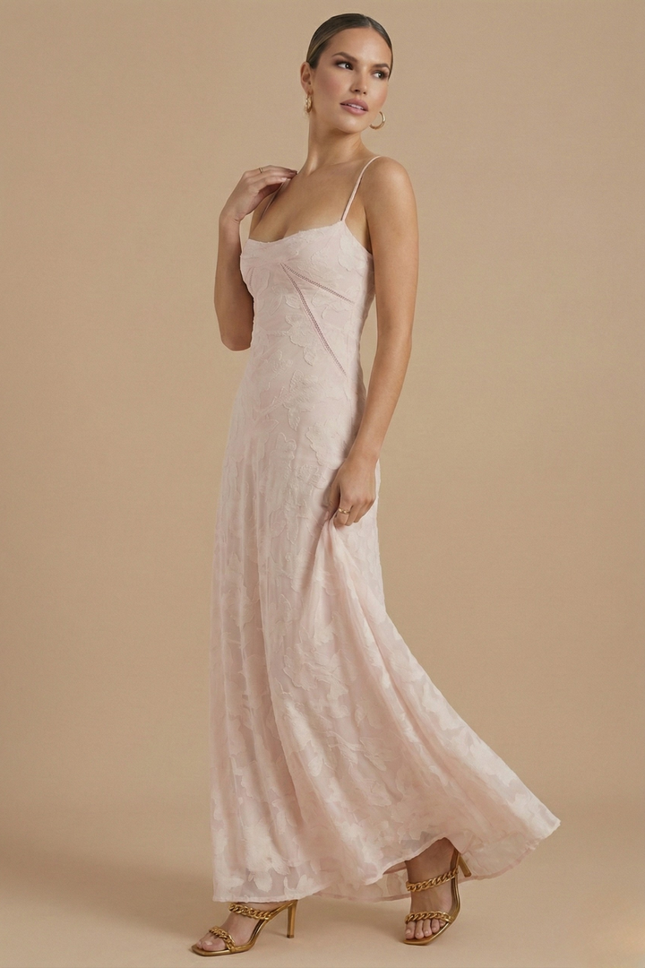 Women's Floral Chiffon Maxi Dress - Summer Evening