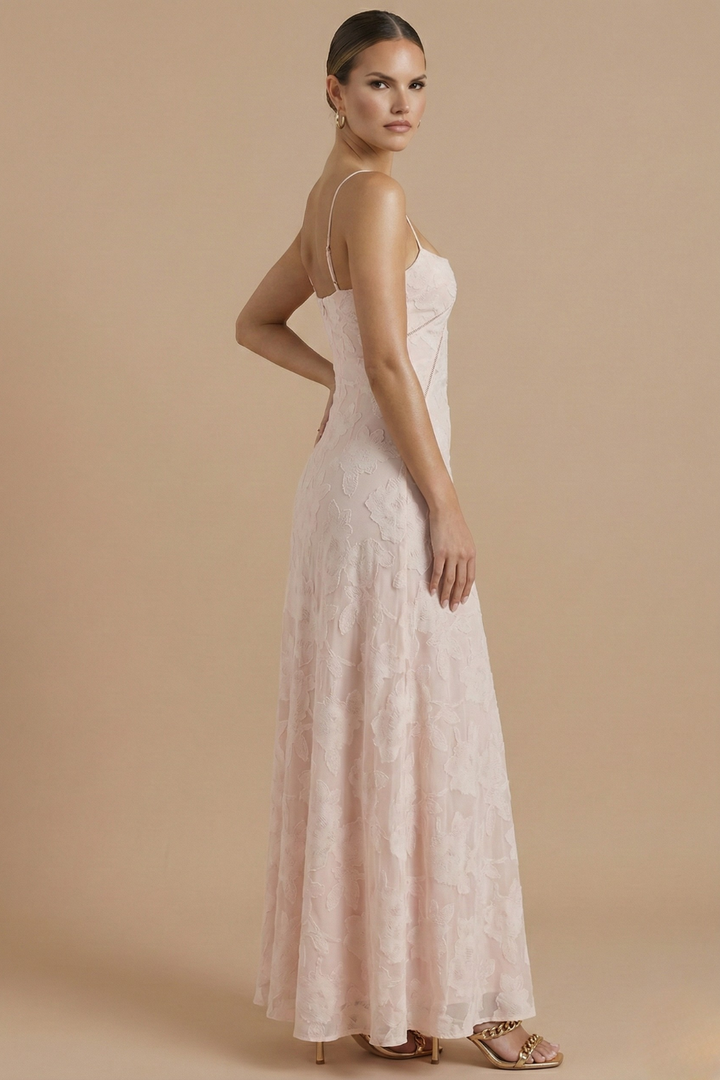 Women's Floral Chiffon Maxi Dress - Summer Evening
