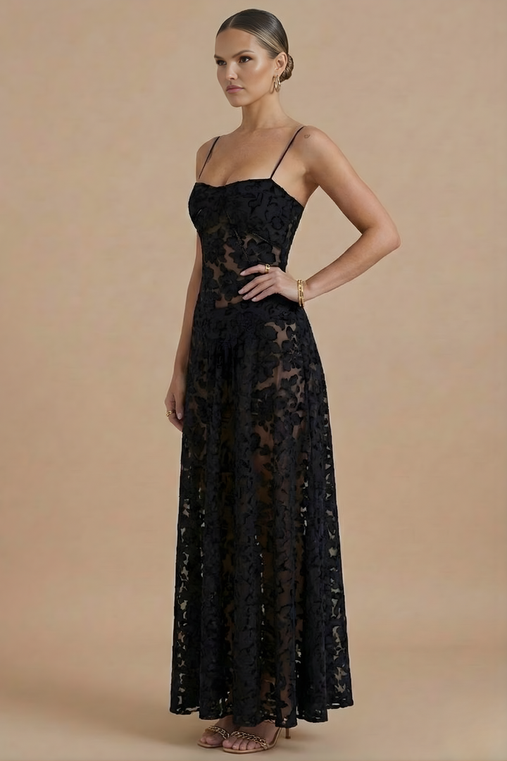 Women's Floral Chiffon Maxi Dress - Summer Evening