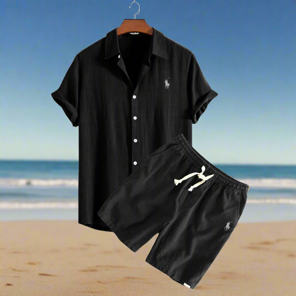 Men's Linen Shirt and Shorts Set - Summer