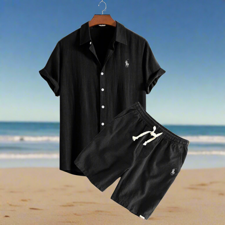 Men's Linen Shirt and Shorts Set - Summer