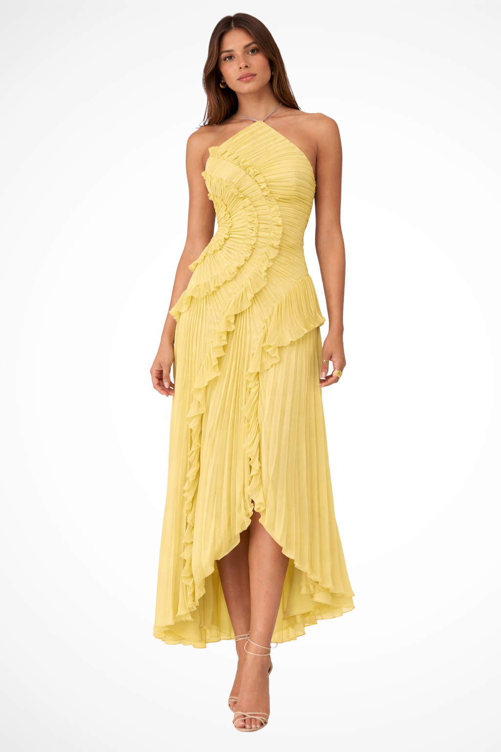 Women's Ruffled Chiffon Maxi Dress - Summer Wedding Guest