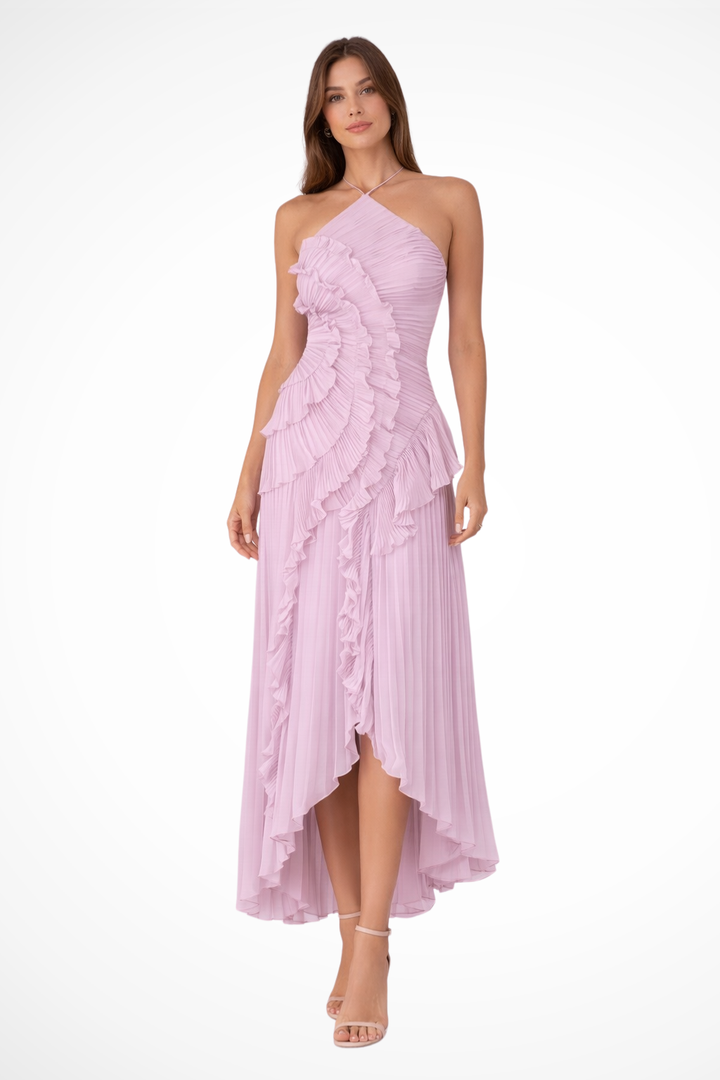 Women's Ruffled Chiffon Maxi Dress - Summer Wedding Guest