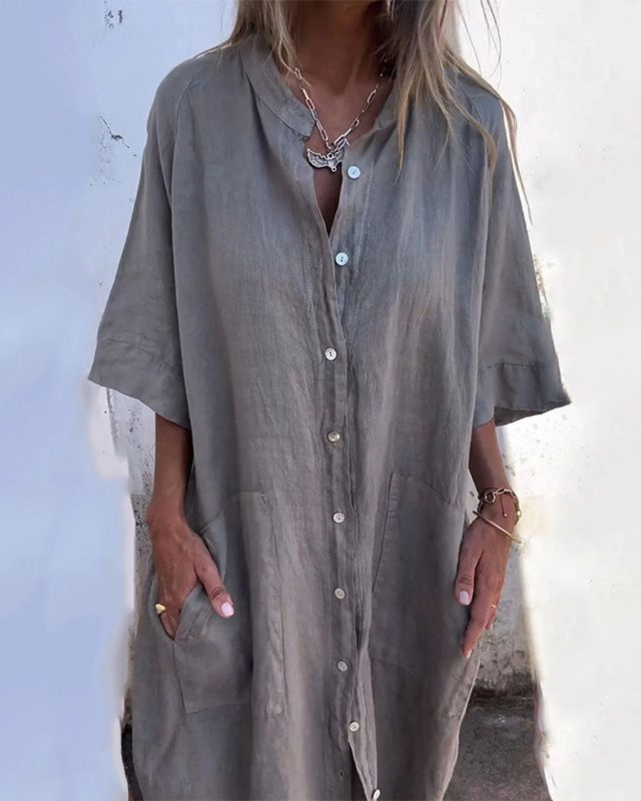 Emily | Women's Button Front Loose Fit Midi Dress