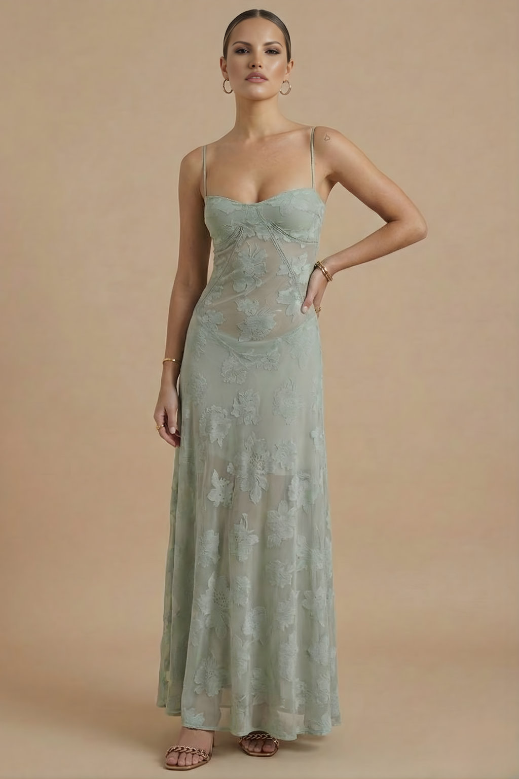 Women's Floral Chiffon Maxi Dress - Summer Evening