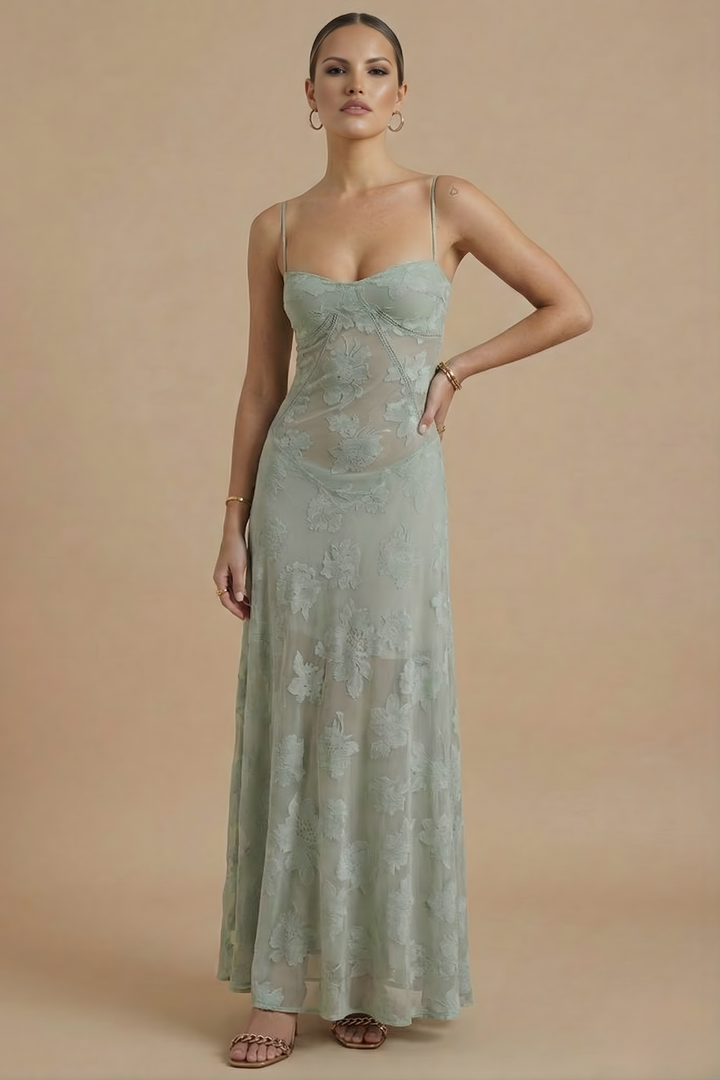 Women's Floral Chiffon Maxi Dress - Summer Evening
