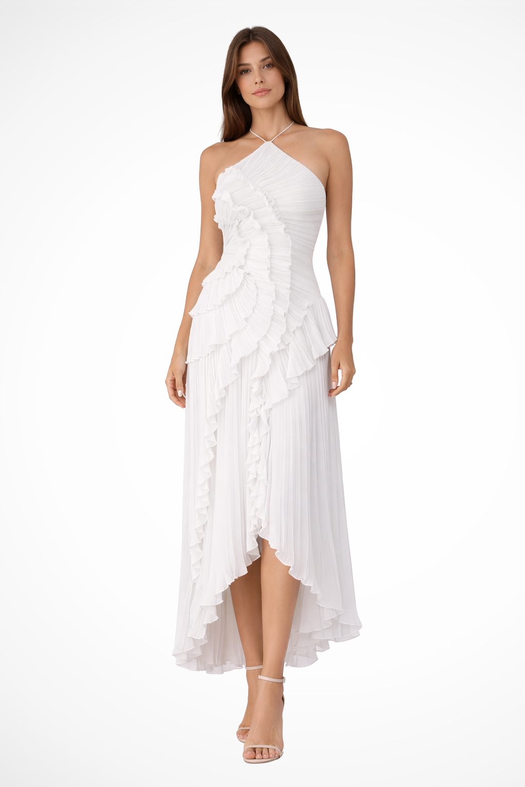 Women's Ruffled Chiffon Maxi Dress - Summer Wedding Guest