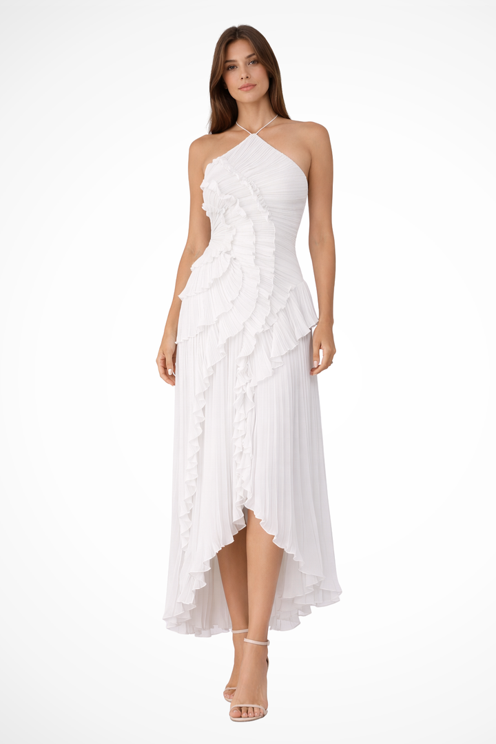 Women's Ruffled Chiffon Maxi Dress - Summer Wedding Guest