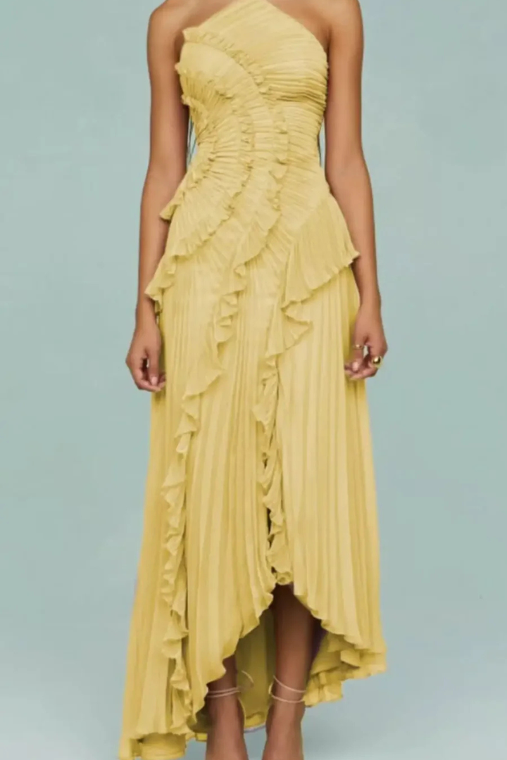 Women's Ruffled Chiffon Maxi Dress - Summer Wedding Guest