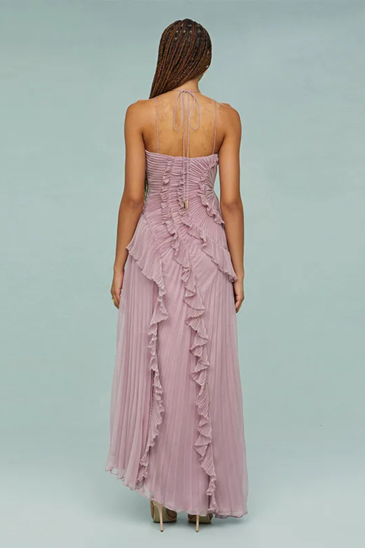 Women's Ruffled Chiffon Maxi Dress - Summer Wedding Guest