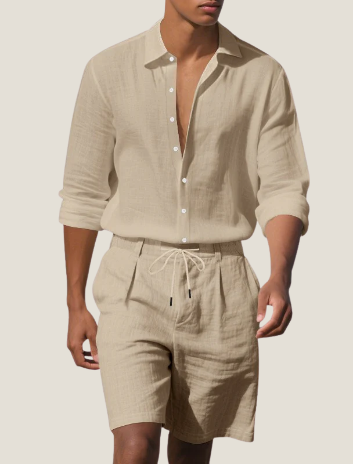 Men's Linen Shirt and Shorts Set - Summer Vacation