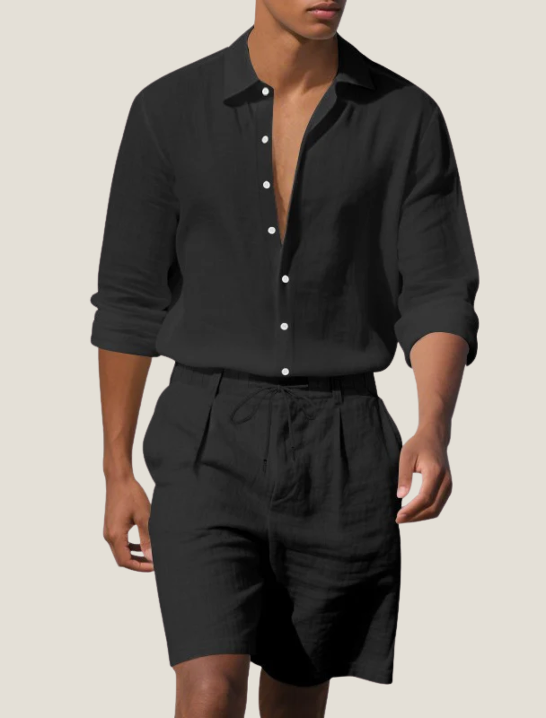 Men's Linen Shirt and Shorts Set - Summer Vacation