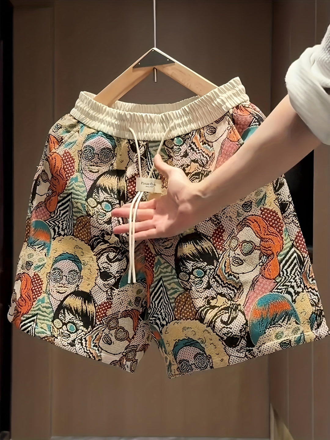 Men's Graphic Print Shorts - All-Over Comic - Summer Casual
