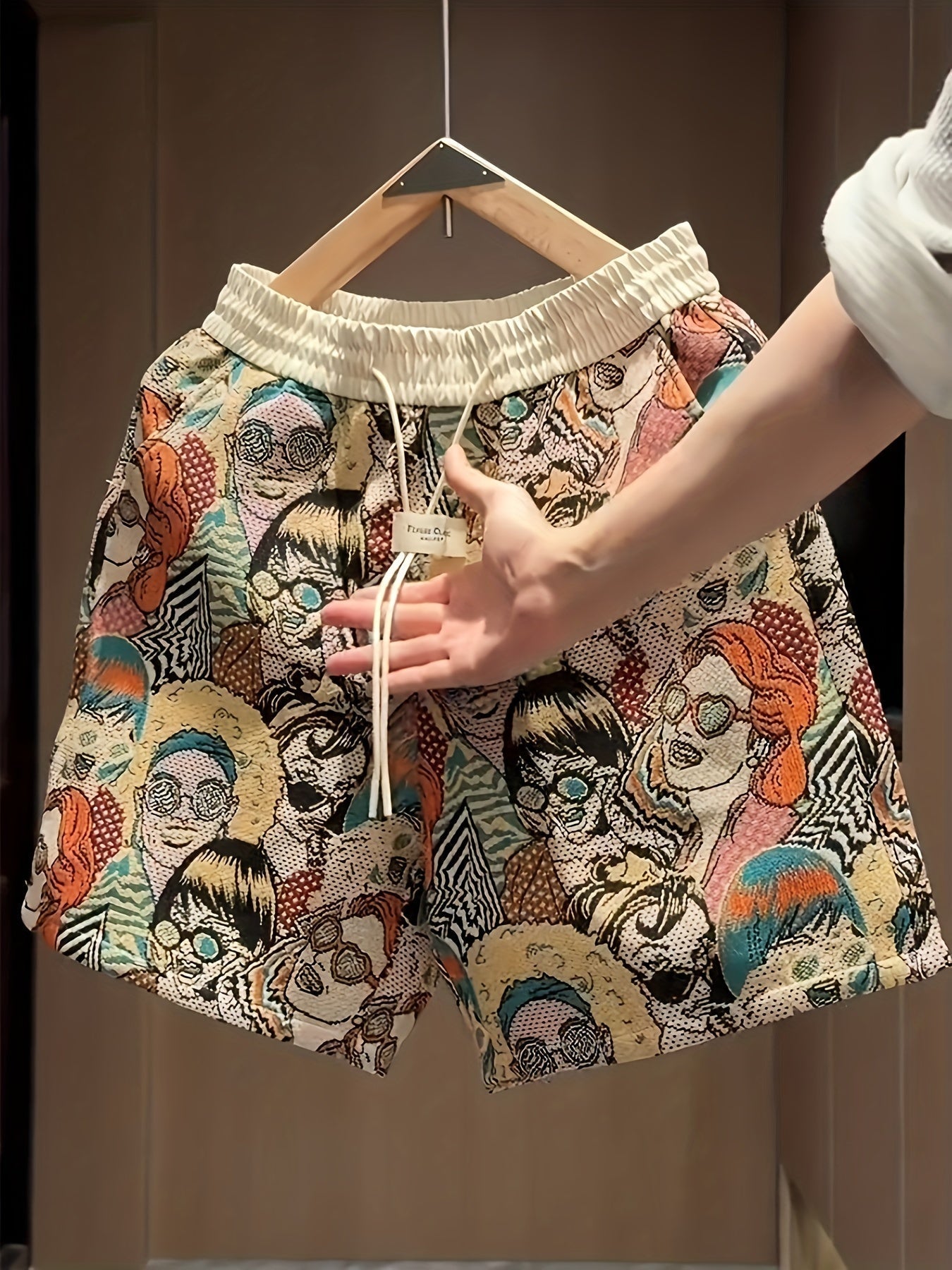 Men's Graphic Print Shorts - All-Over Comic - Summer Casual
