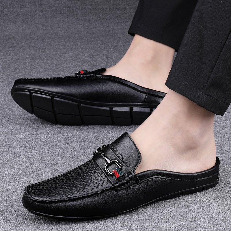 Men's Backless Mule Loafers - Microfiber Slip-On Casual Shoes