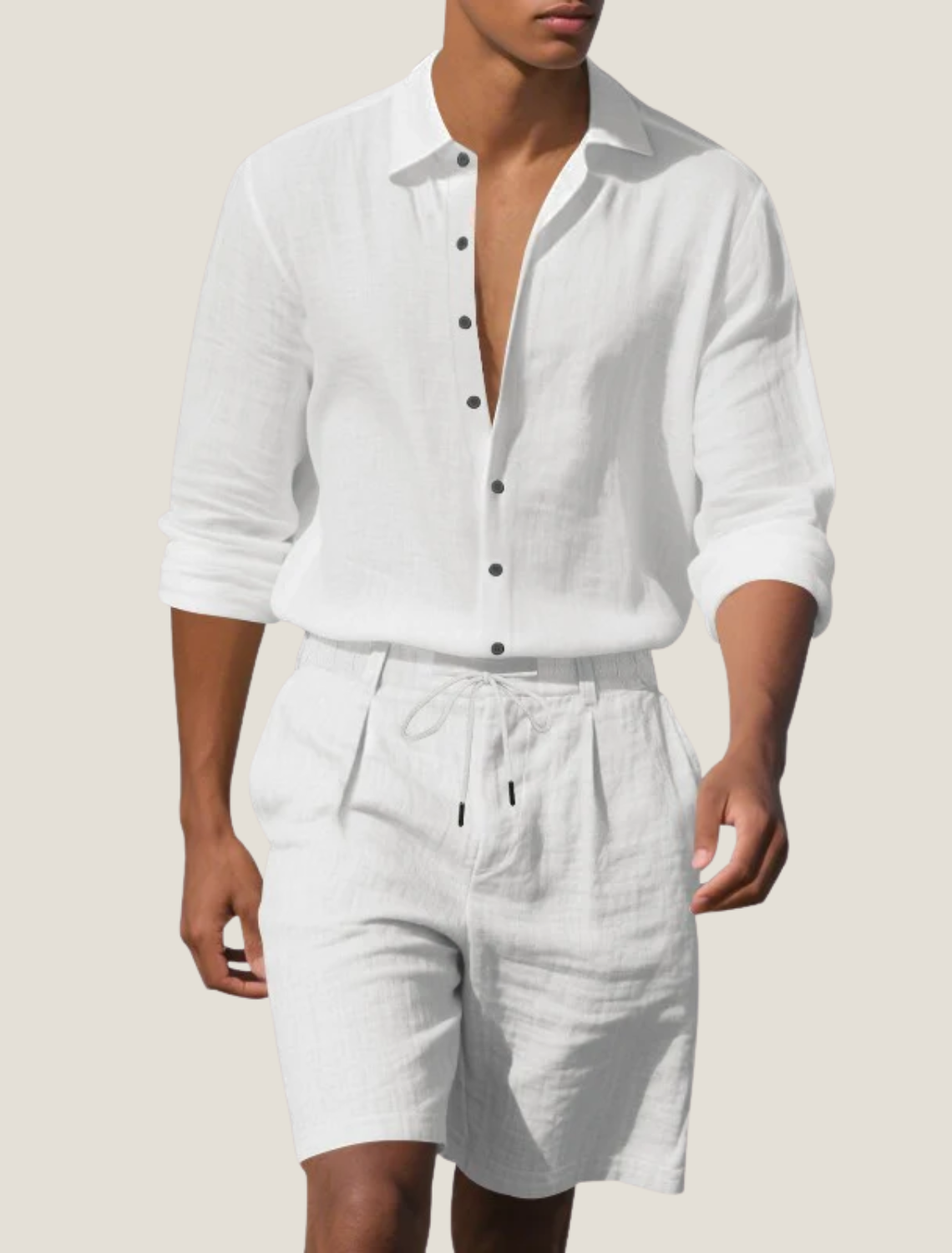 Men's Linen Shirt and Shorts Set - Summer Vacation