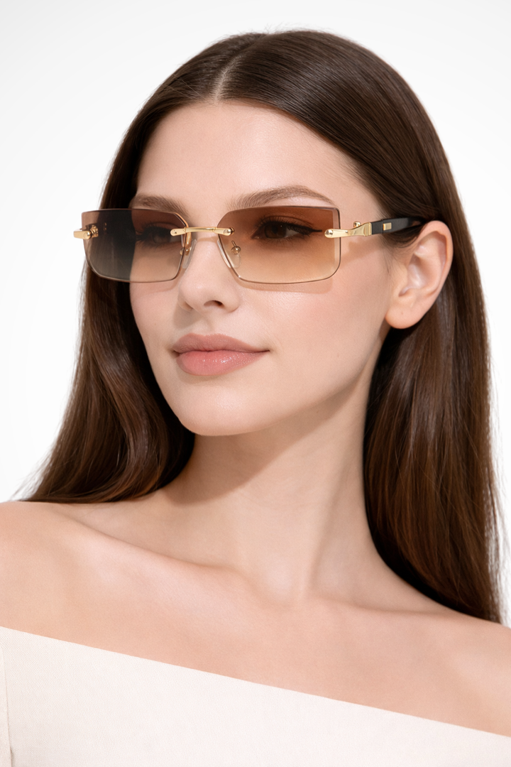 Women's Rimless Rectangle Sunglasses - Summer Casual Wear
