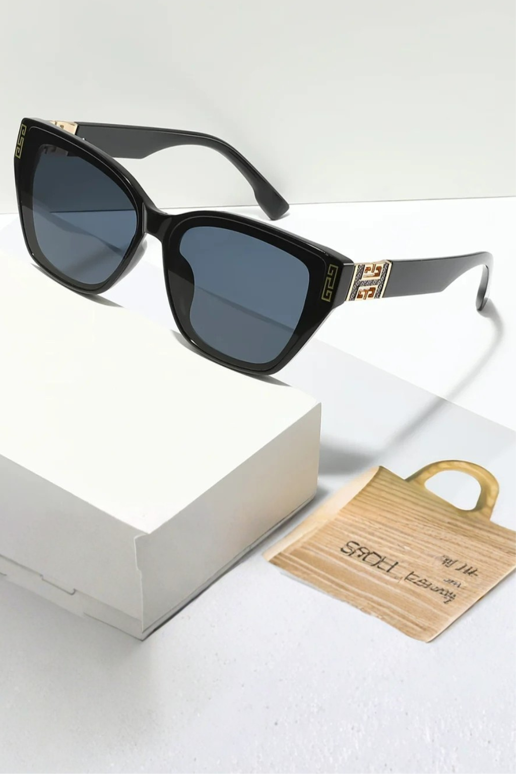 Women's Cat Eye Sunglasses with Gold Detail - Fashion Accessory