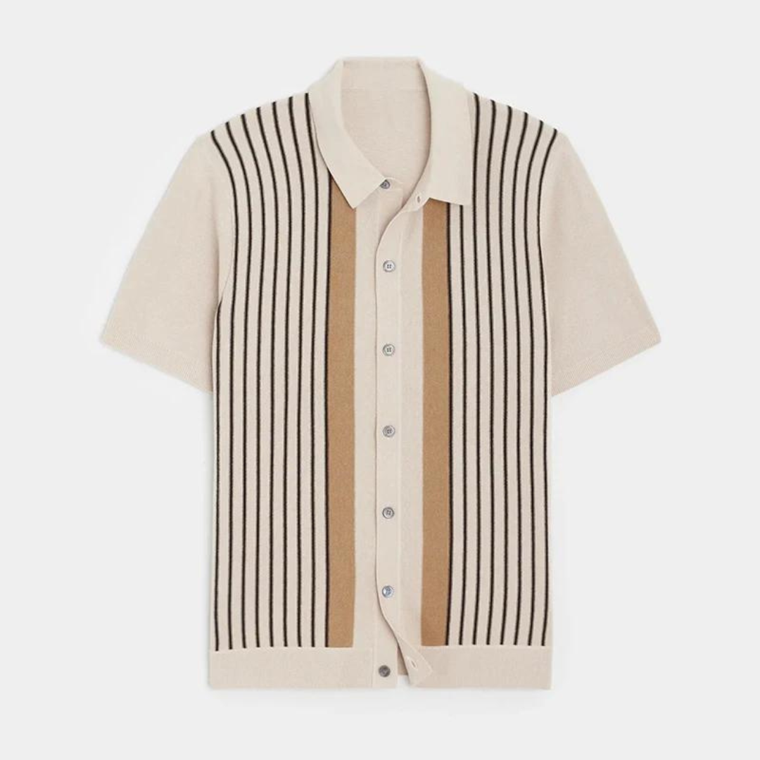 Men's Striped Cotton Polo Shirt - Summer Casual