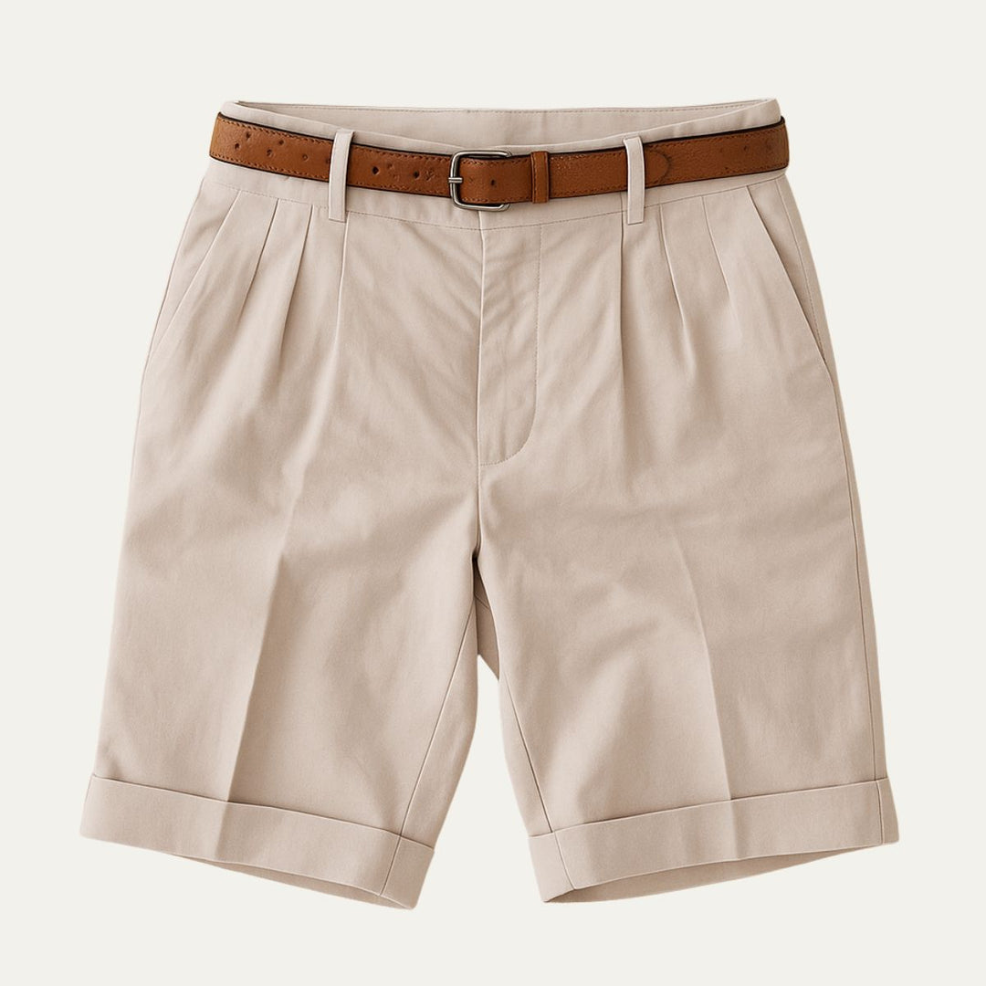 Men's Chino Shorts - Double Pleat - Summer Casual
