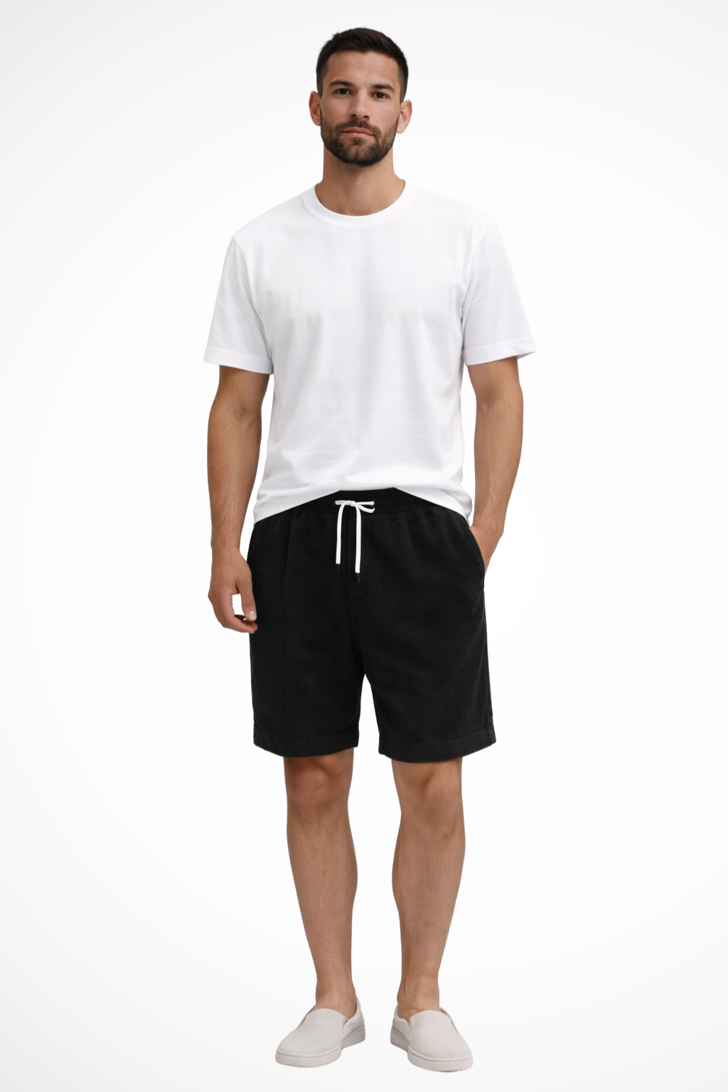 Men's Casual Corduroy Shorts - Relaxed Fit with Drawstring Waist