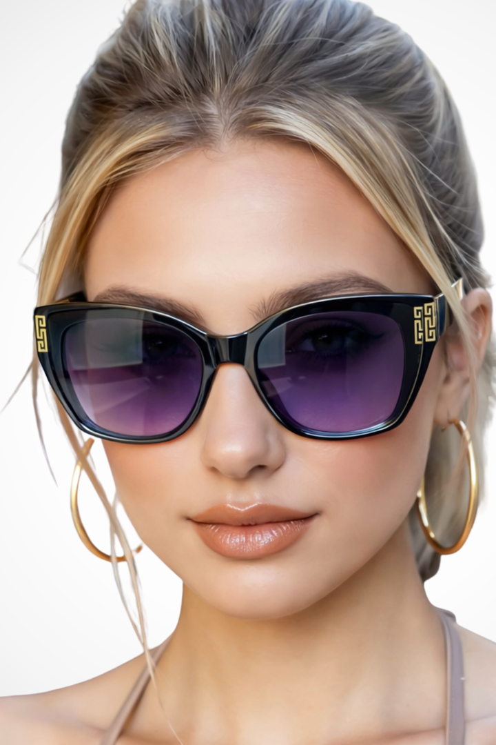 Women's Cat Eye Sunglasses with Gold Detail - Fashion Accessory