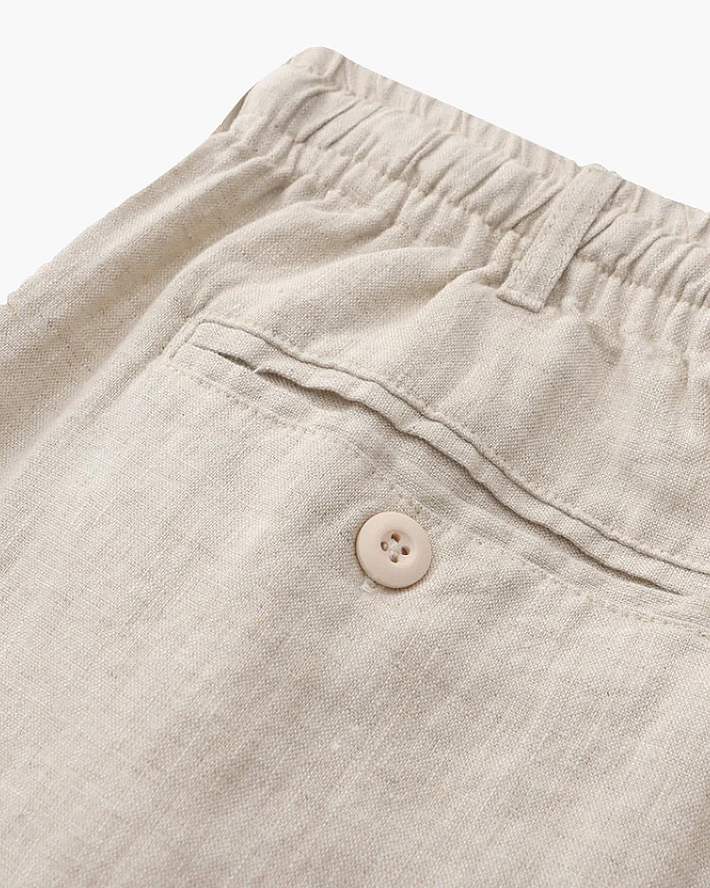 Men's Linen Shorts - Relaxed Fit with Zip Pocket Detail