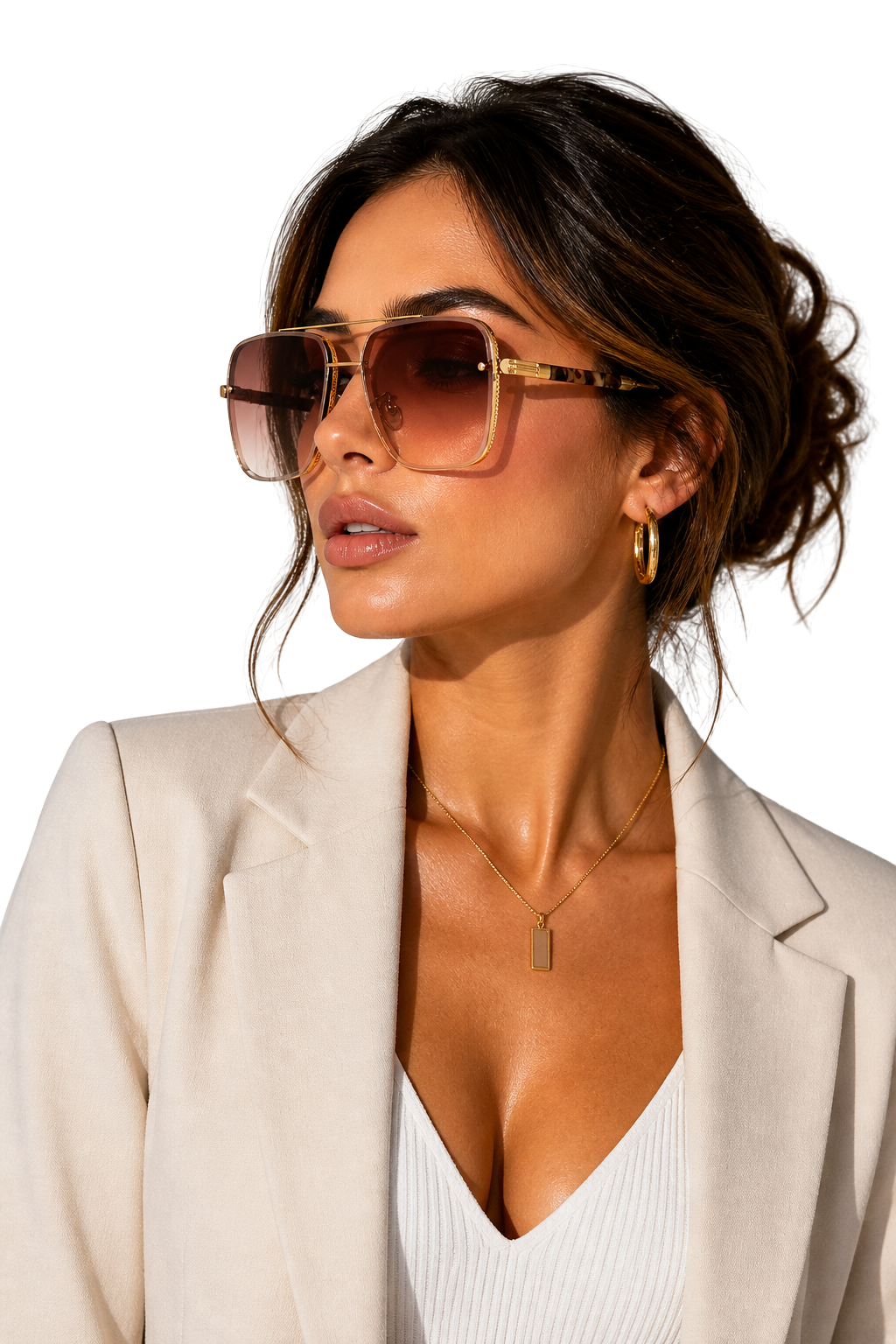 Men's Retro Gold Frame Aviator Sunglasses - UV400 Gradient Lens