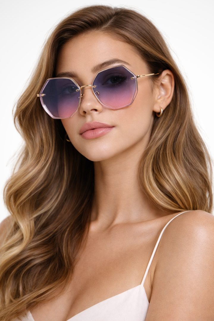 Women's Oversized Gradient Rimless Sunglasses - Summer Accessory
